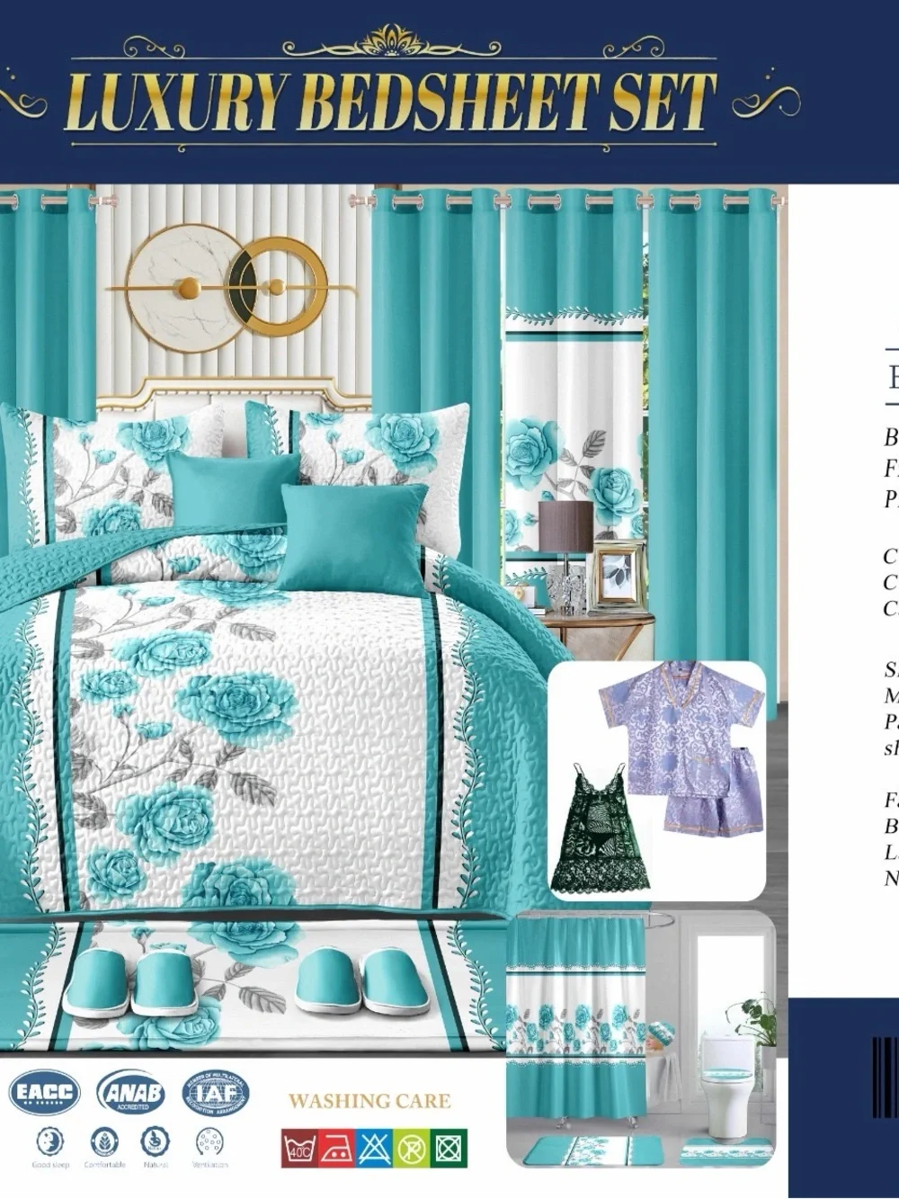 Luxury Bedspead Set in Gold and White - Elegant Home Bedding 26 pieces